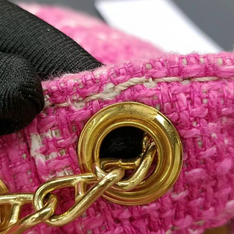 Prada Pink Sound Lock Tweed Shoulder Bag For Sale 8