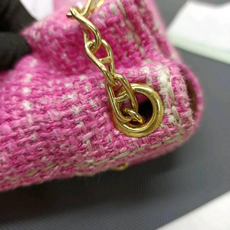 Prada Pink Sound Lock Tweed Shoulder Bag For Sale 10