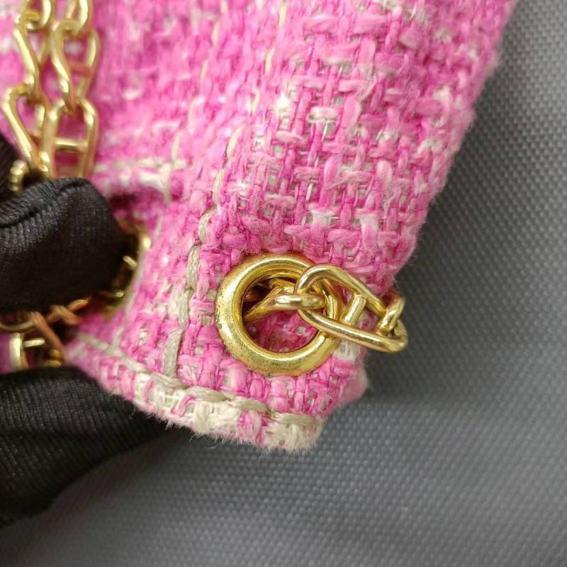 Prada Pink Sound Lock Tweed Shoulder Bag For Sale 11