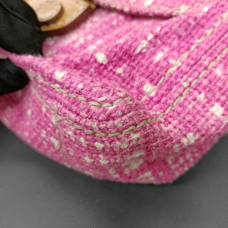 Prada Pink Sound Lock Tweed Shoulder Bag For Sale 12