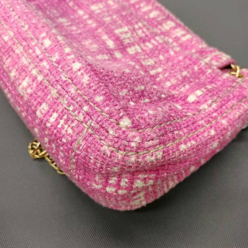 Prada Pink Sound Lock Tweed Shoulder Bag For Sale 16