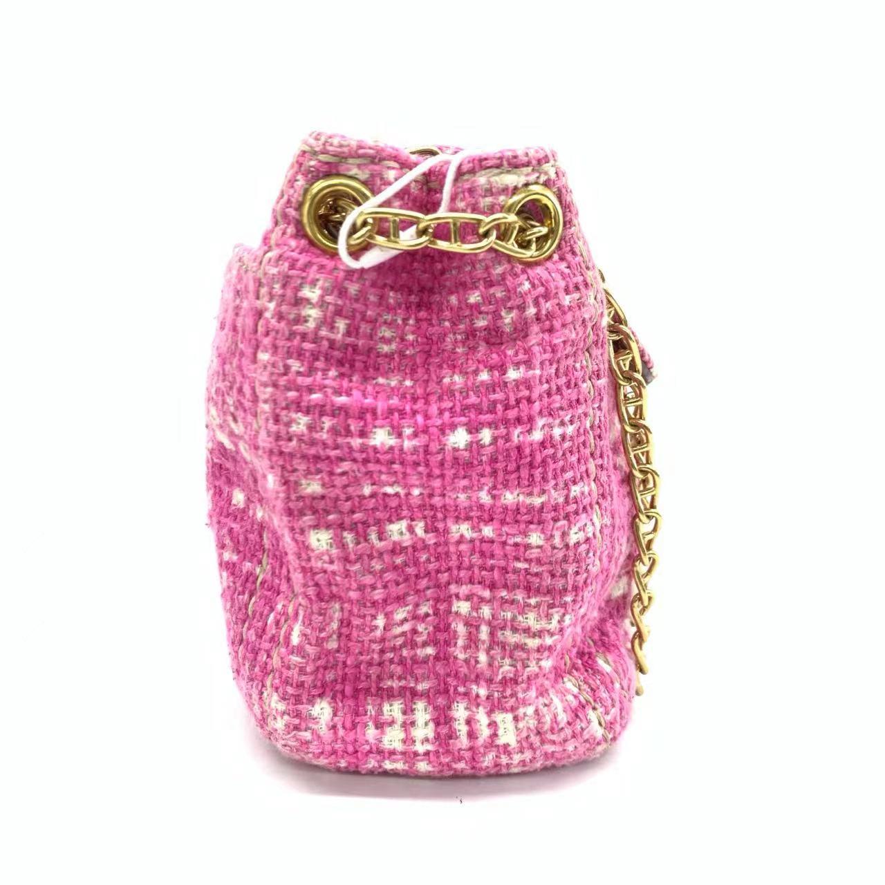 Women's Prada Pink Sound Lock Tweed Shoulder Bag For Sale