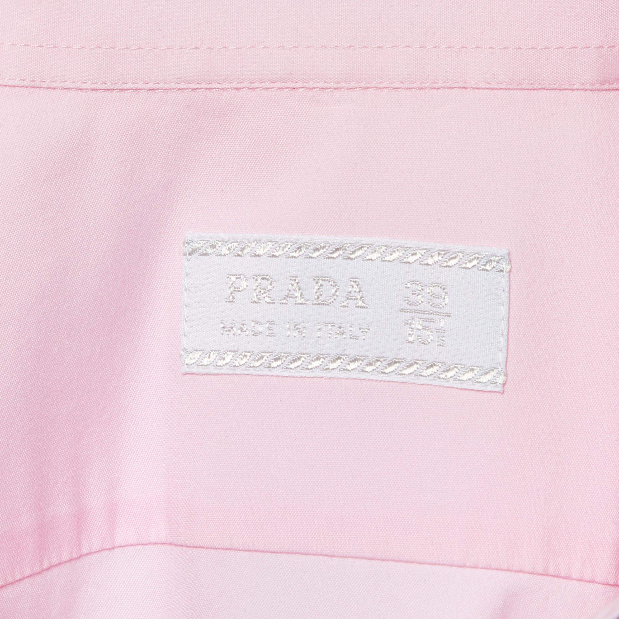 Prada Pink Stretch Cotton Button Down Shirt M In Good Condition In Dubai, Al Qouz 2