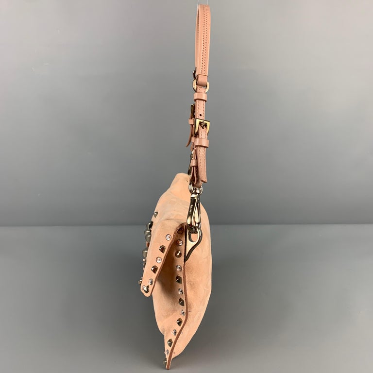 PRADA Pink Studded Rhinestone Suede Evening Handbag For Sale at 1stDibs