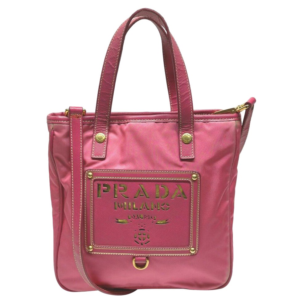 Prada Pink Tessuto Nylon Convertible Tote Bag with Strap 863147