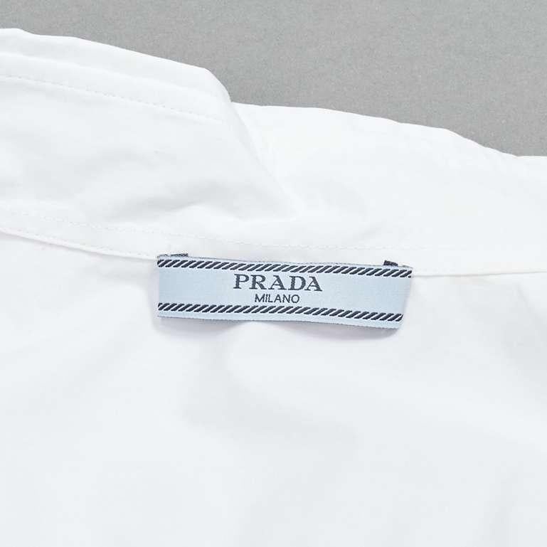 PRADA pink tulle overlay asymmetric white shirt layered top 5