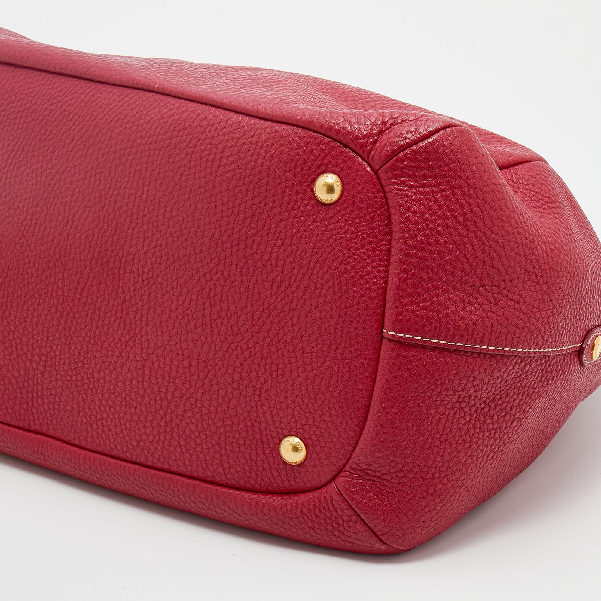 Prada Rosa Vitello Daino Leder Shopper Tote 1