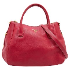 Prada Rosa Vitello Daino Leder Shopper Tote