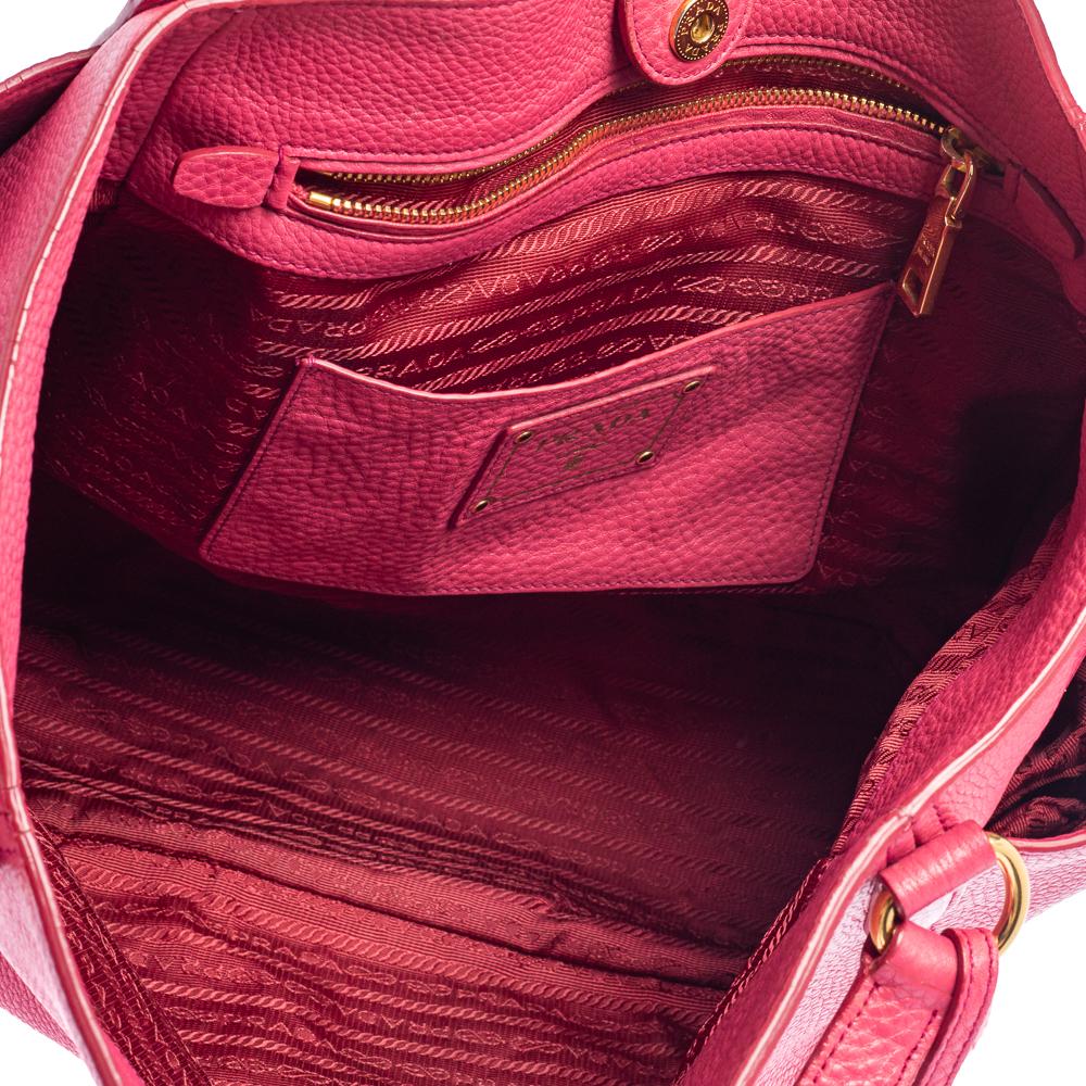 Prada Pink Vitello Daino Leather Side Pocket Tote 2