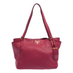 Prada Pink Vitello Daino Leather Side Pocket Tote