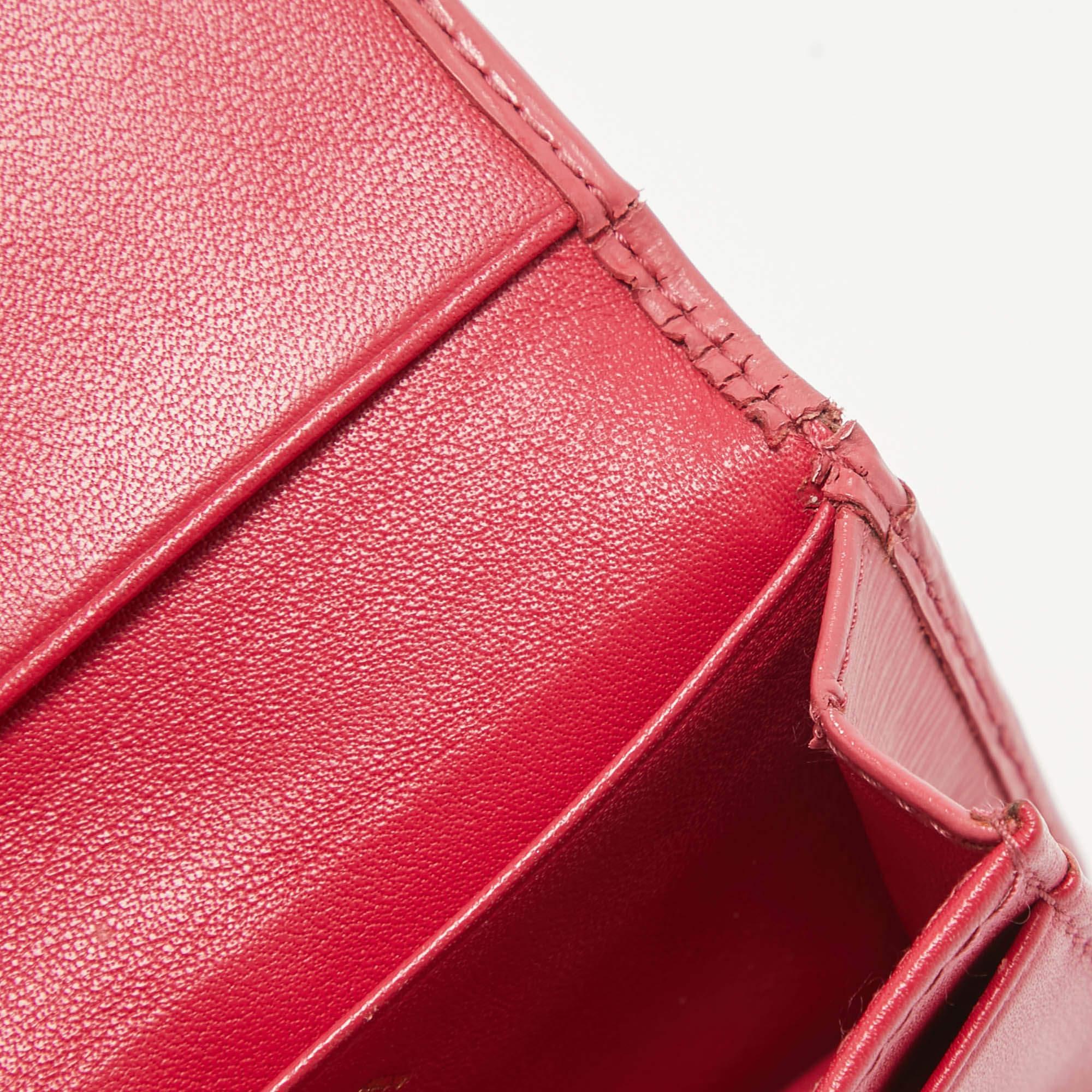 Prada Pink Vittello Move Leather Business Card Holder 1