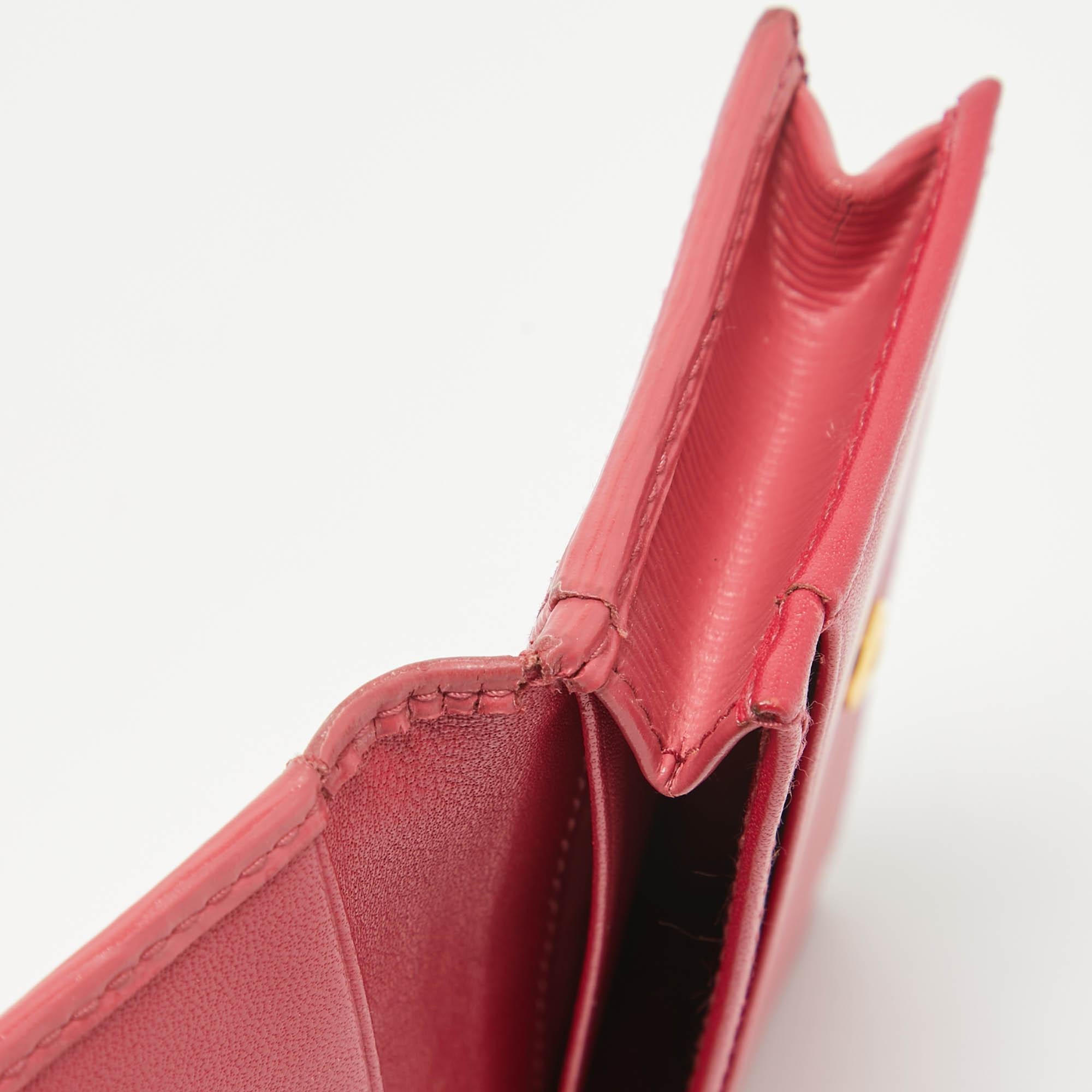 Prada Pink Vittello Move Leather Business Card Holder 2