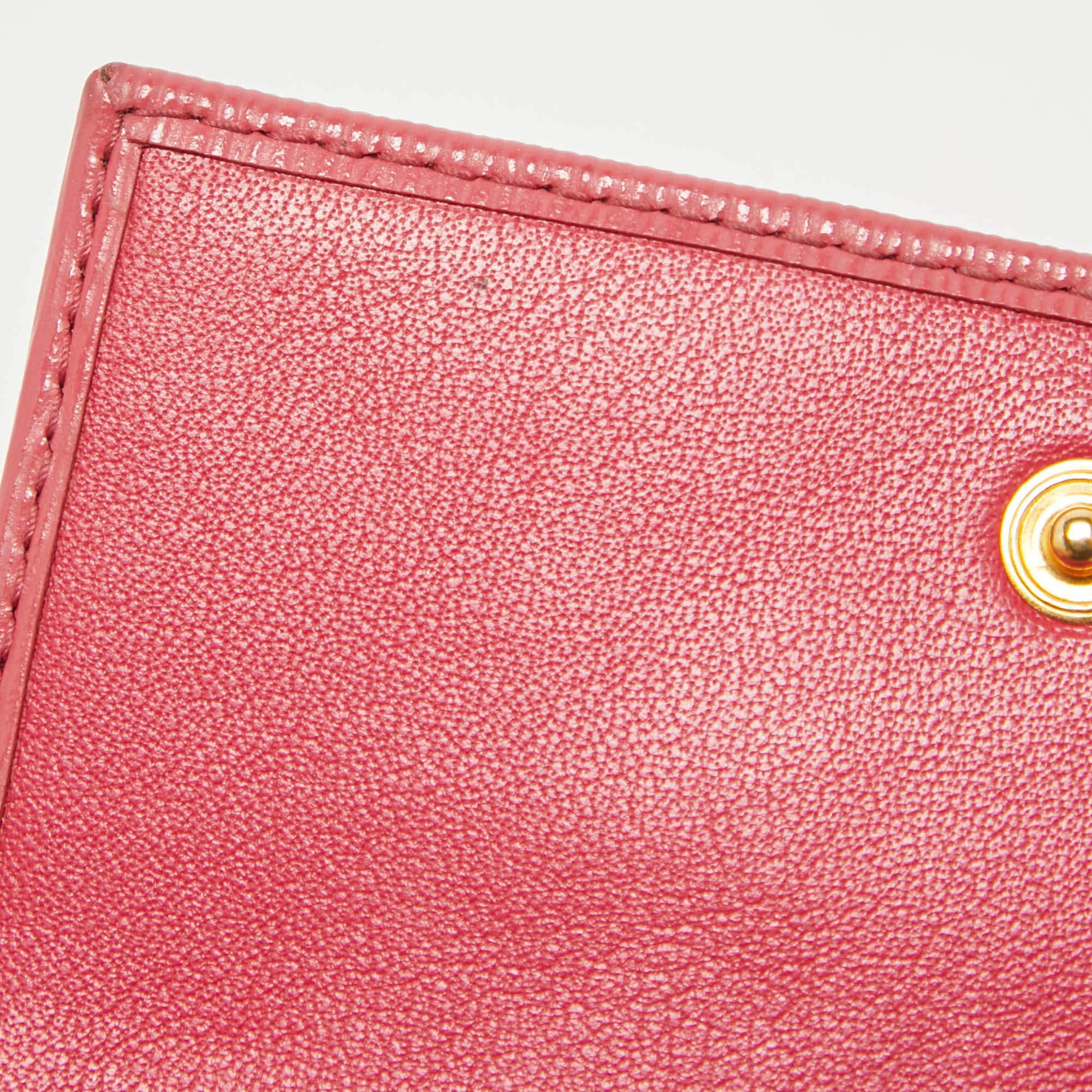 Prada Pink Vittello Move Leather Business Card Holder 3