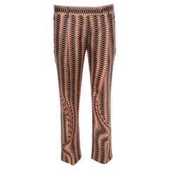 Prada Pink Weave Print Silk Cropped Trousers S