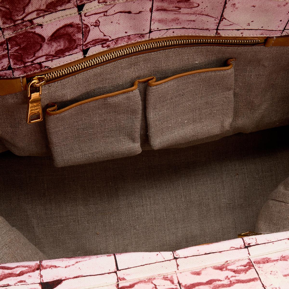 Women's Prada Pink/White Printed Canvas Canapa Tote