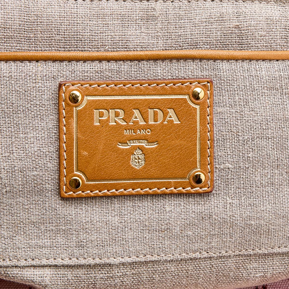 Prada Pink/White Printed Canvas Canapa Tote 1