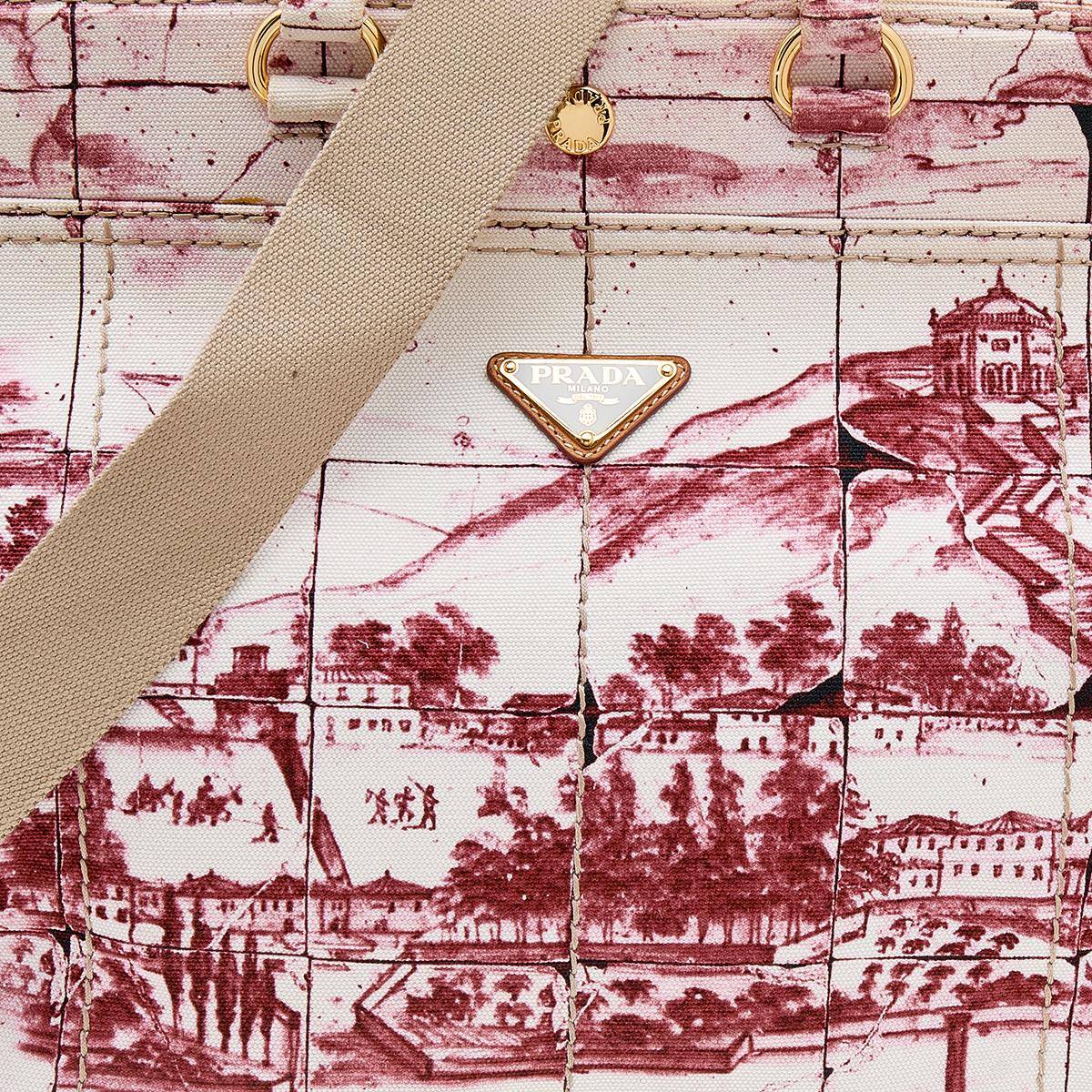 Prada Pink/White Printed Canvas Canapa Tote 3