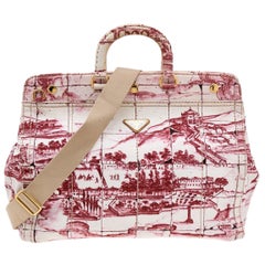 Prada Pink/White Printed Canvas Canapa Tote