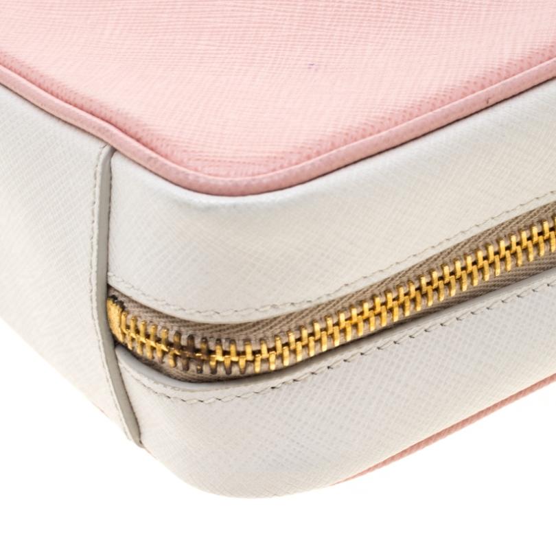 Prada Pink White/Saffiano Lux Leather Camera Chain Crossbody Bag 5