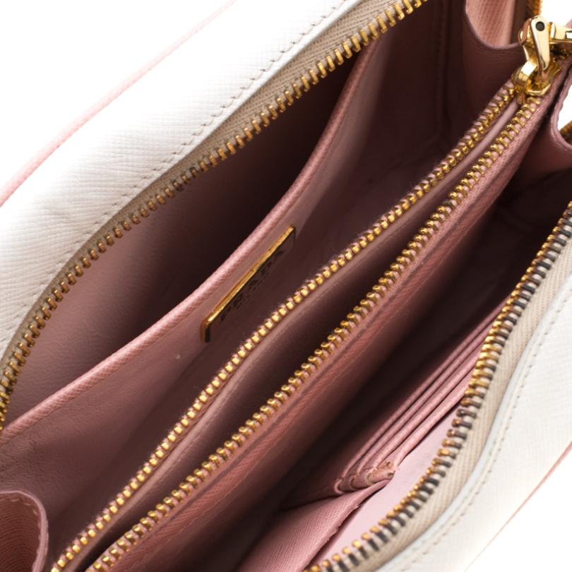 Prada Pink White/Saffiano Lux Leather Camera Chain Crossbody Bag 2