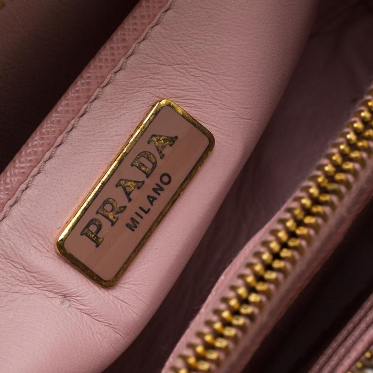 Prada Pink White/Saffiano Lux Leather Camera Chain Crossbody Bag at 1stDibs