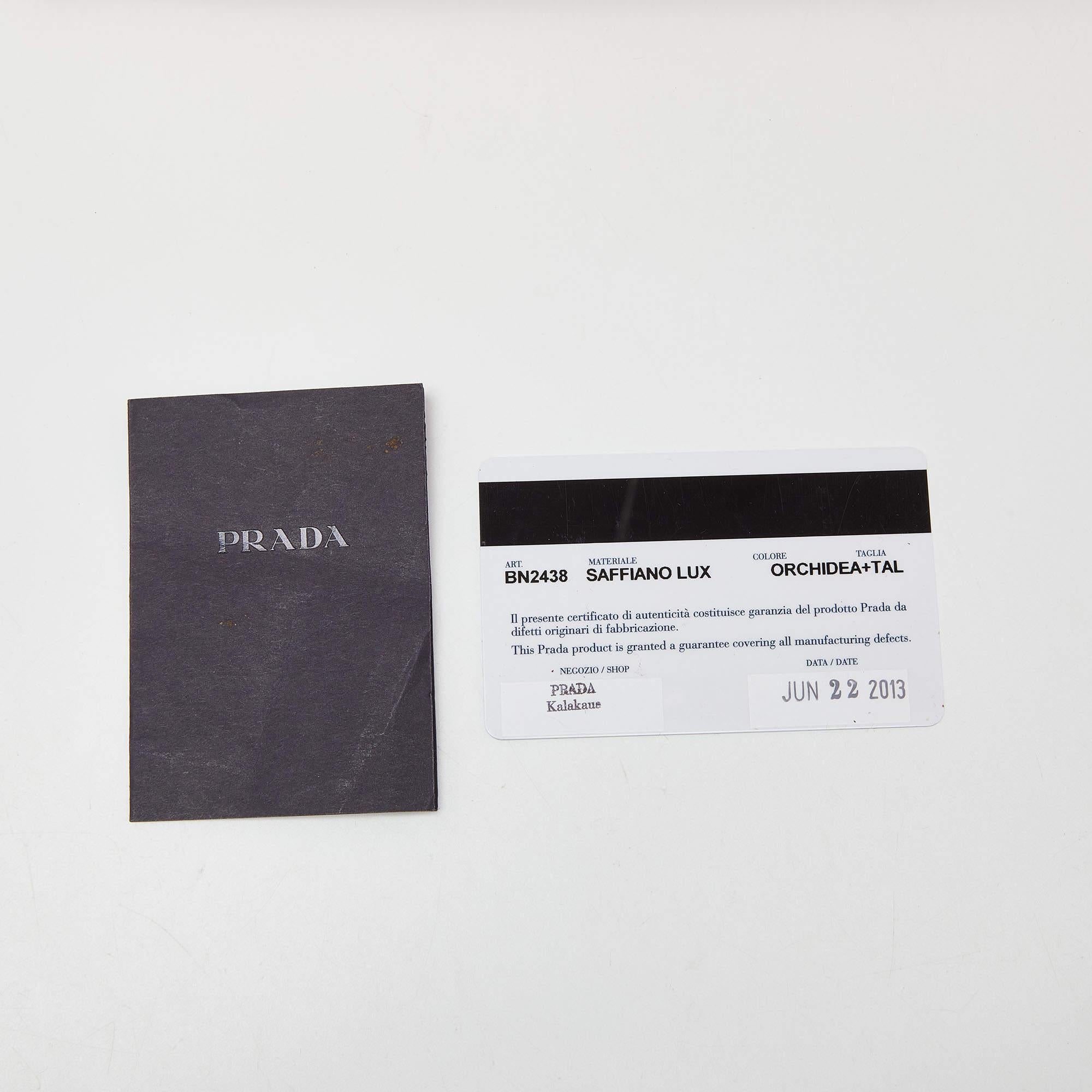 Prada Pink/White Saffiano Lux Leather Open Tote For Sale 2