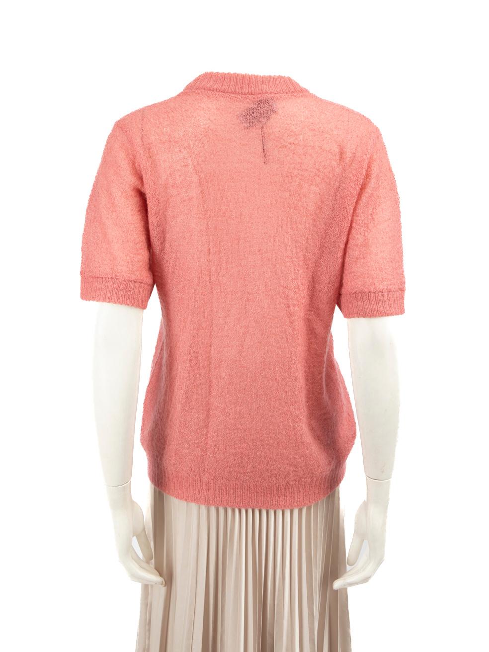Prada Pink Wool Knit Short Sleeve Top Size S In Good Condition In London, GB