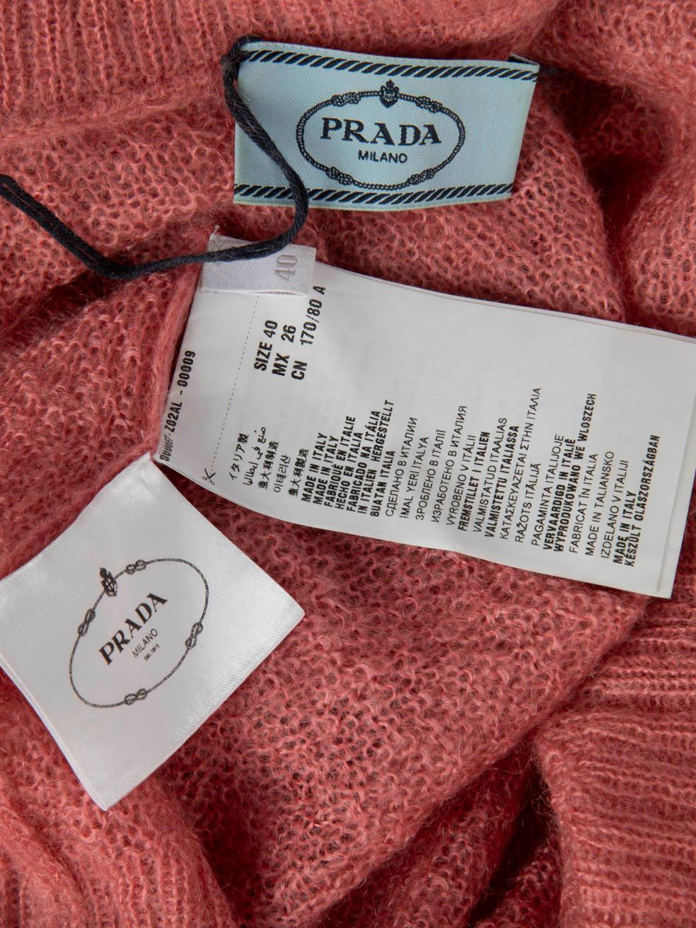 Prada Pink Wool Knit Short Sleeve Top Size S 1