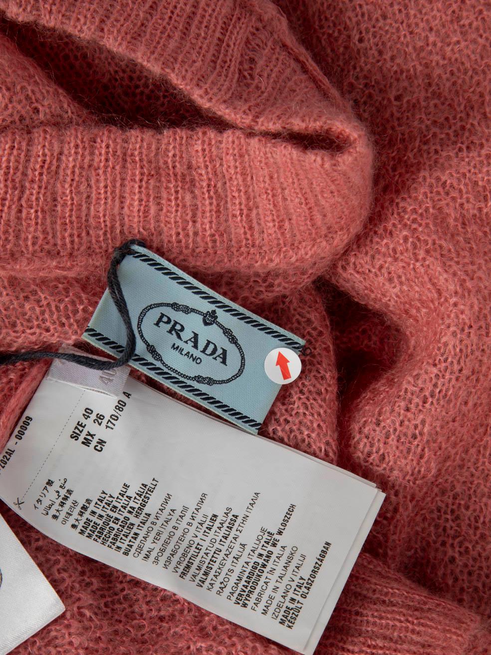 Prada Pink Wool Knit Short Sleeve Top Size S 2