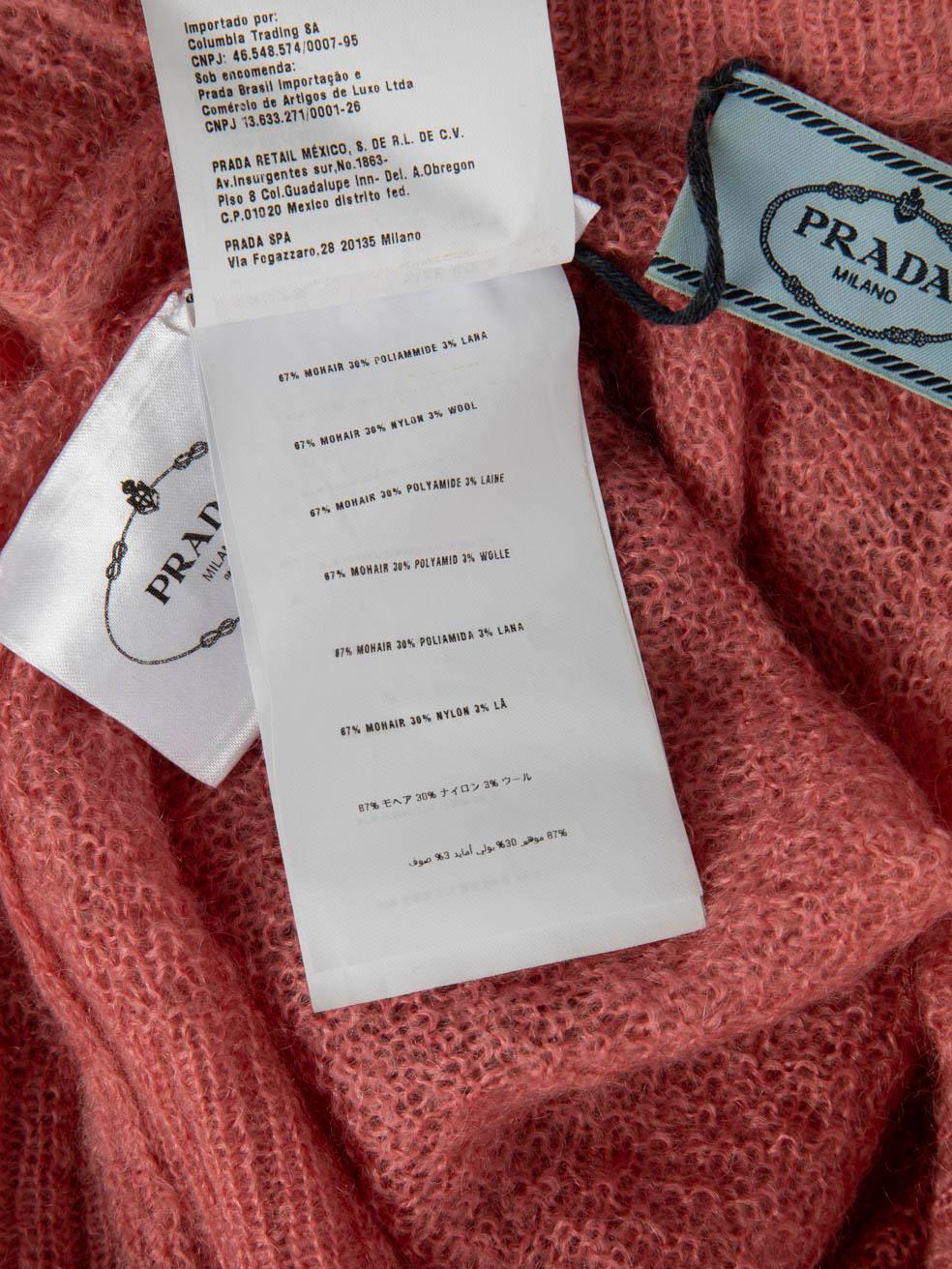 Prada Pink Wool Knit Short Sleeve Top Size S 3
