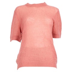 Prada Pink Wool Knit Short Sleeve Top Size S