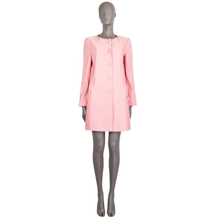 PRADA pink wool and silk COLLARLESS Coat Jacket 42 M For Sale at 1stDibs