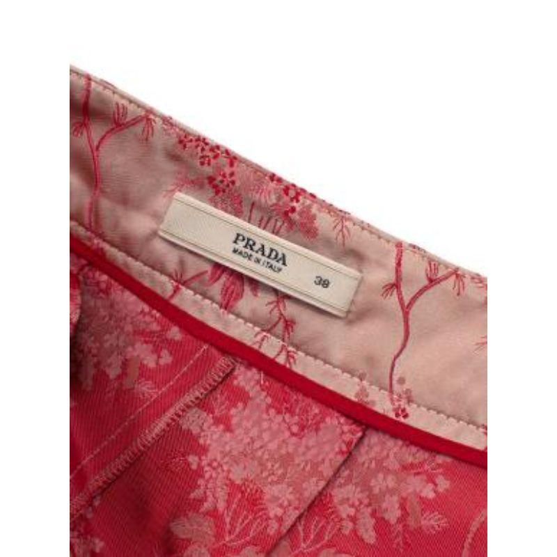 Women's Prada Pink Woven Silk Blend Pleated Skirt For Sale