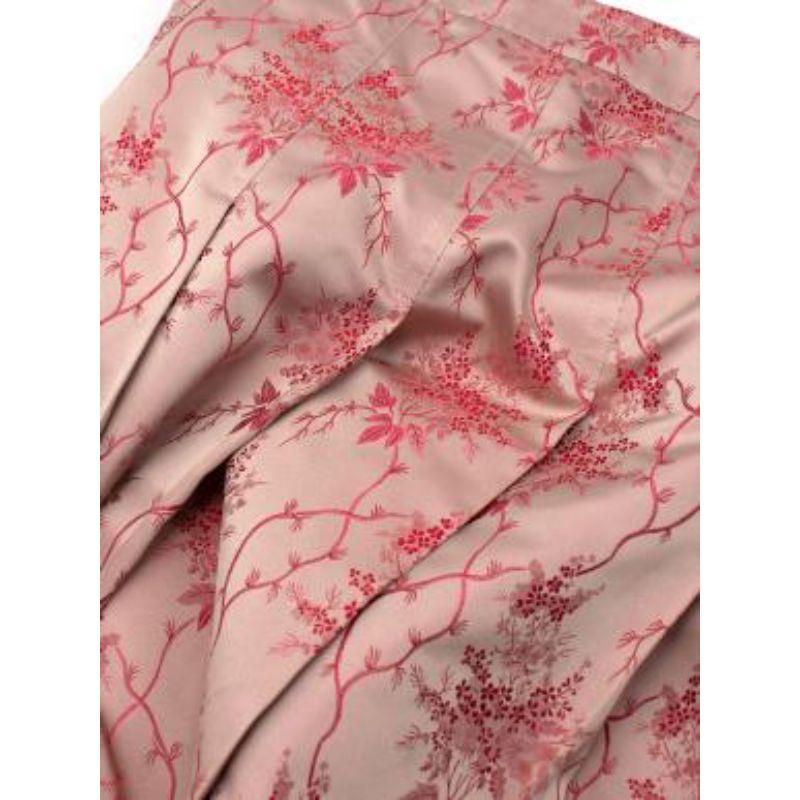 Prada Pink Woven Silk Blend Pleated Skirt For Sale 1