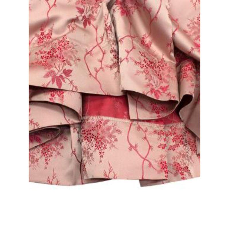 Prada Pink Woven Silk Blend Pleated Skirt For Sale 2