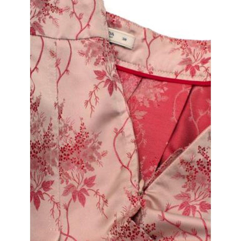 Prada Pink Woven Silk Blend Pleated Skirt For Sale 3