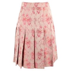 Prada Pink Woven Silk Blend Pleated Skirt