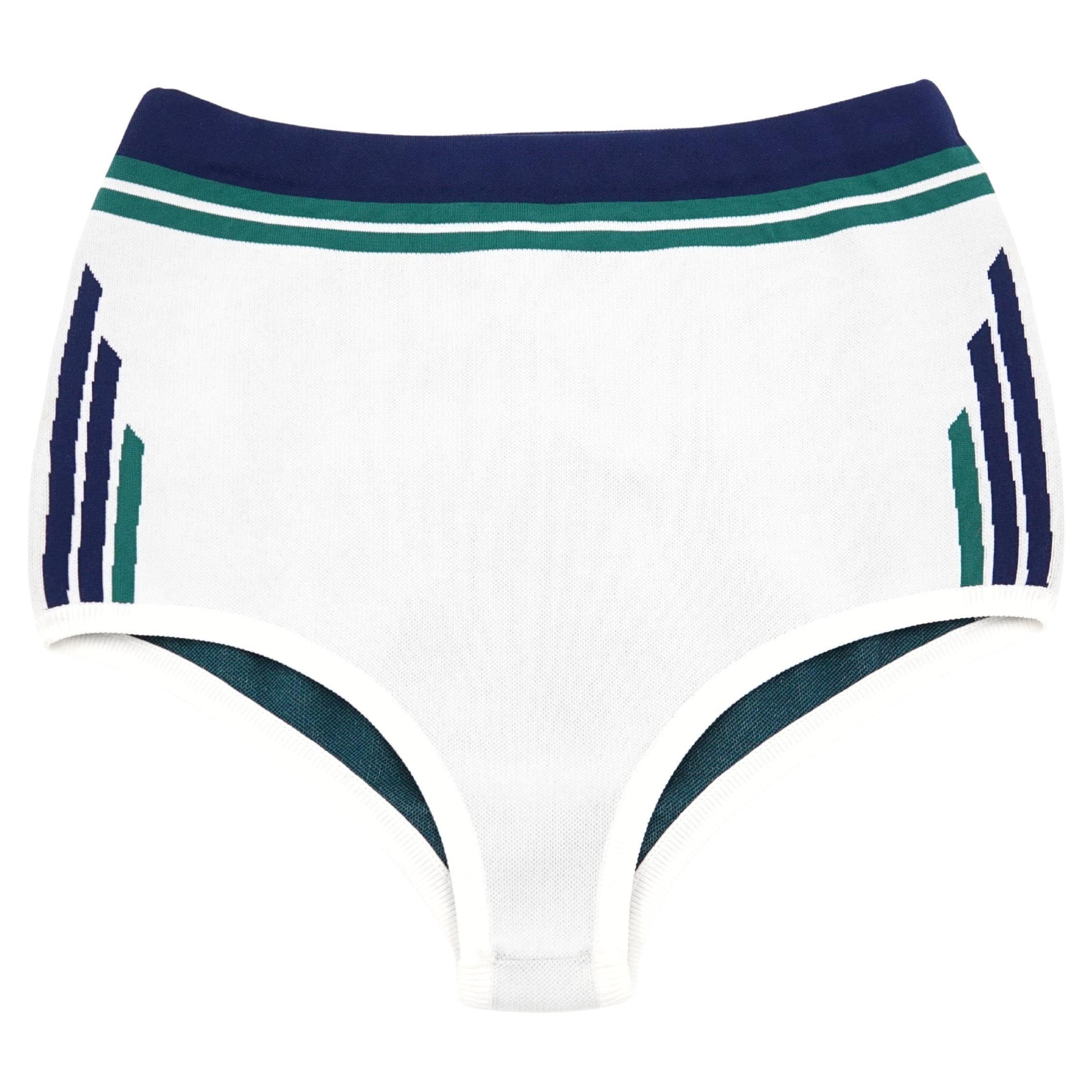 Prada Piqué Knit Intarsia Striped Mini Shorts