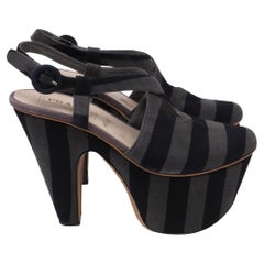 Prada Platform Sandals in Multicolor Canvas