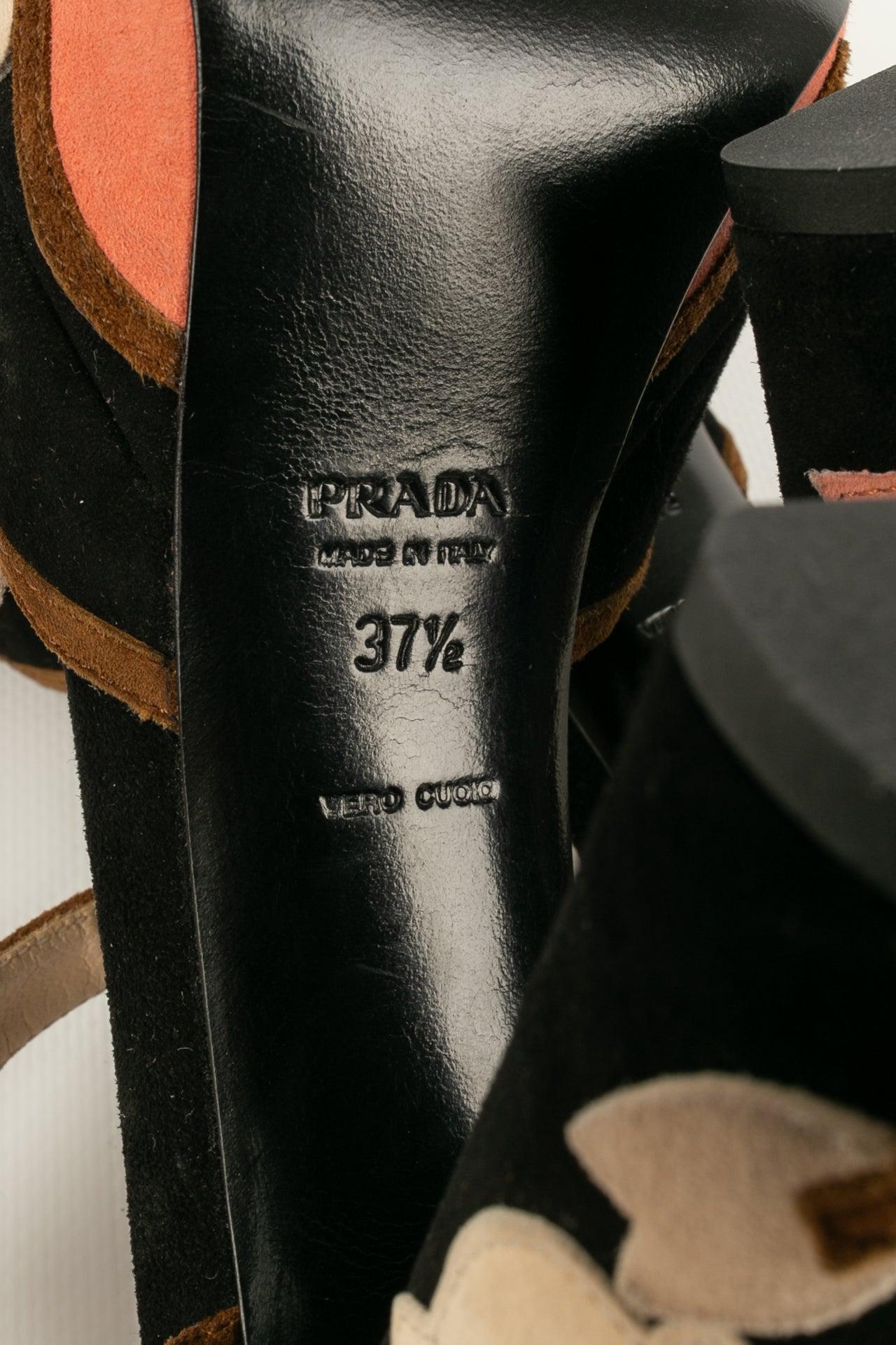 Prada Platform Sandals, Size 37.5 For Sale 5