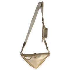Prada Platino Gold Saffiano Lux Triangle Shoulder Bag