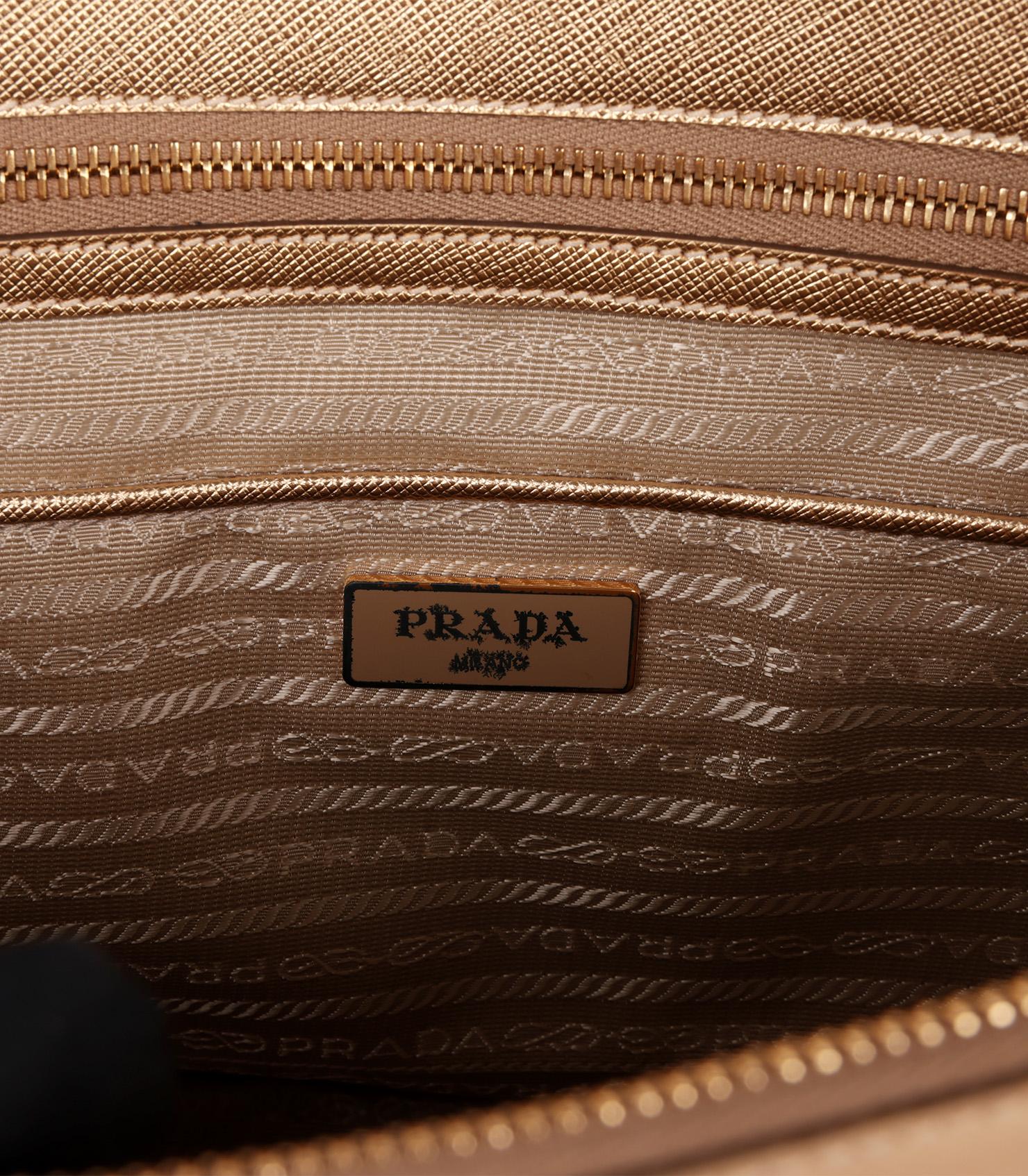 Prada Platino Metallic Gold Saffiano Lux Leather Special Order Galleria Tote For Sale 3