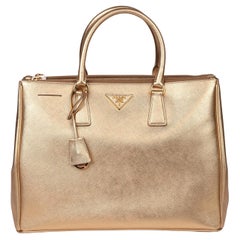 Prada Platino Metallic Gold Saffiano Lux Leather Special Order Galleria Tote