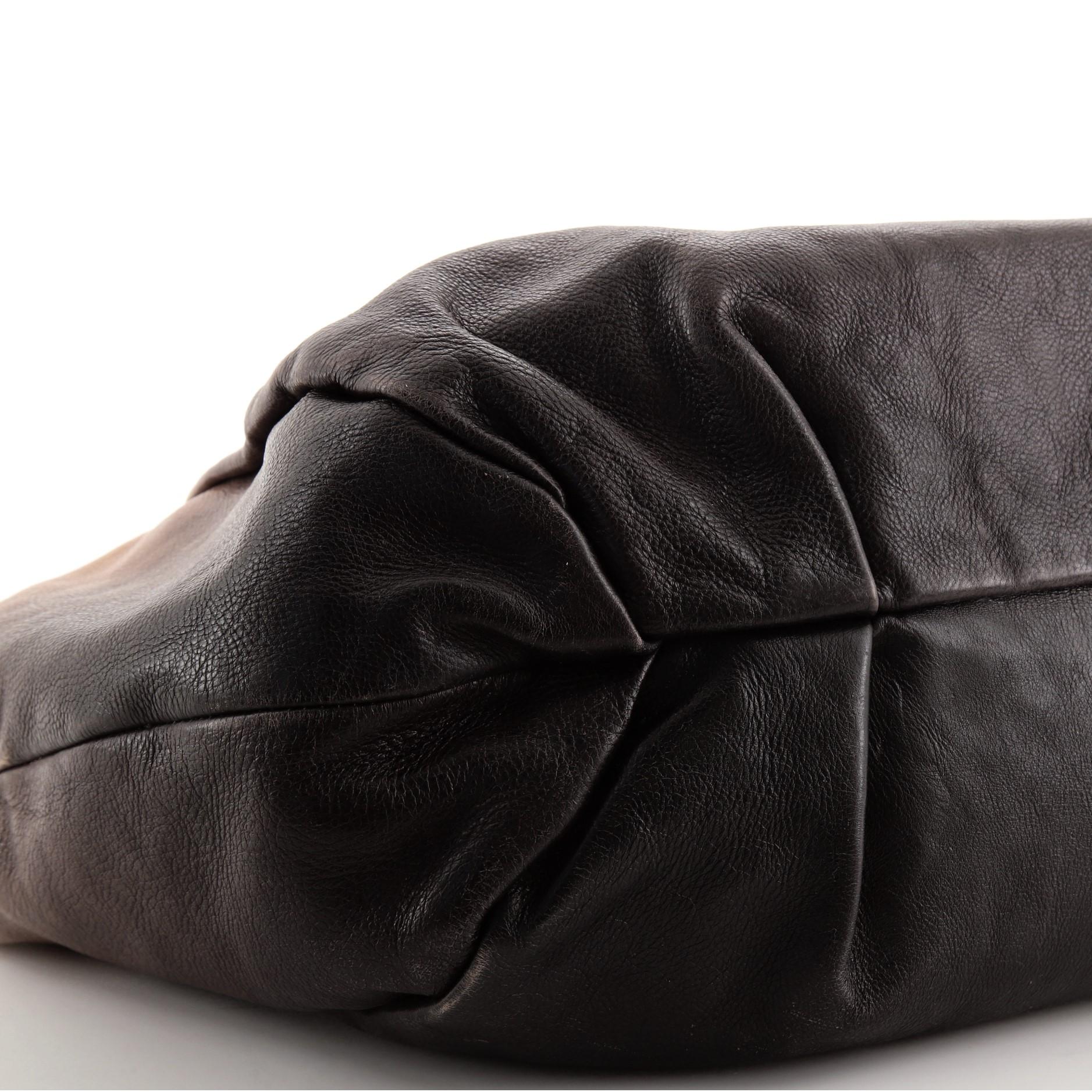 Brown Prada Pleated Hobo Ombre Glace Calf Large