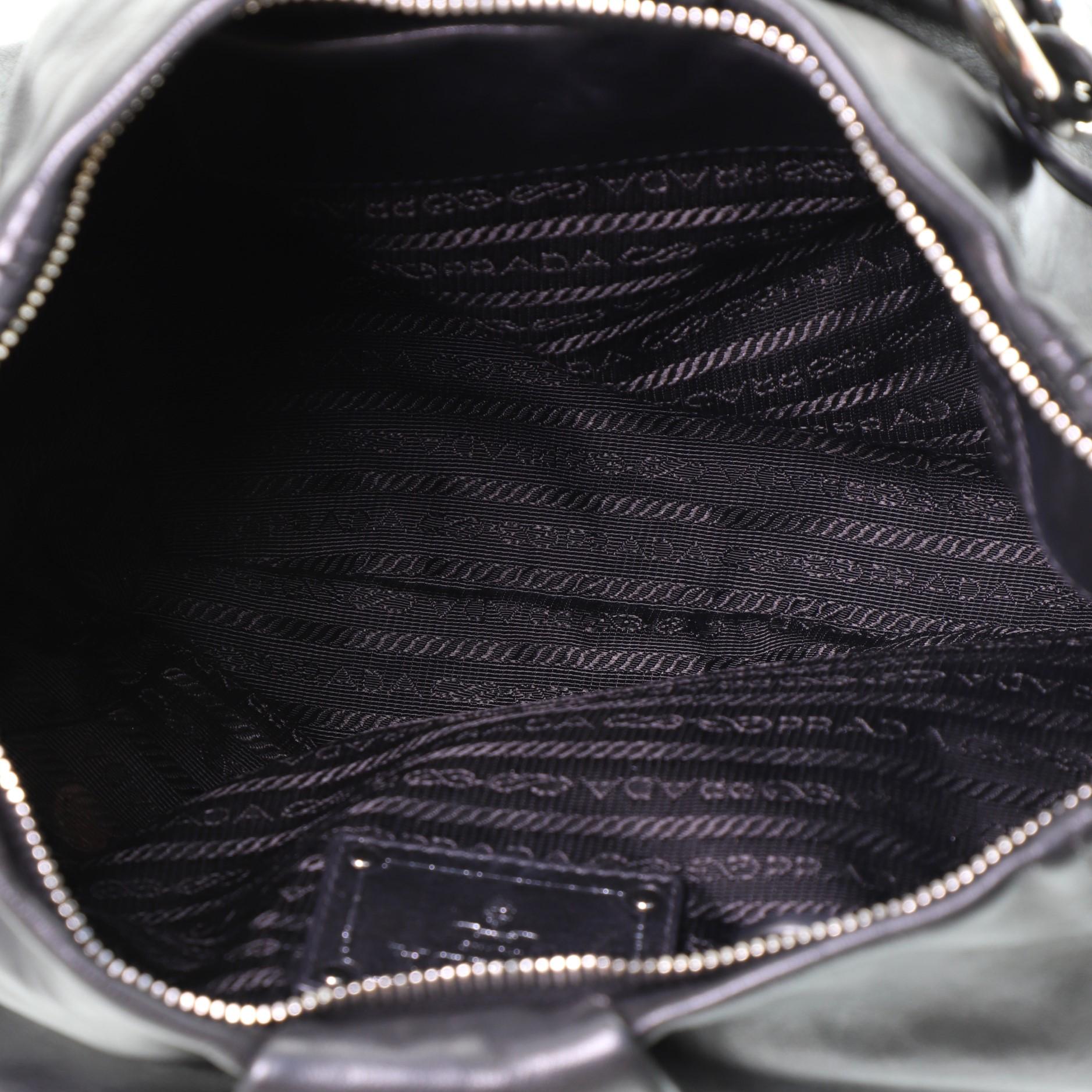 Black Prada Pleated Hobo Soft Calf Large