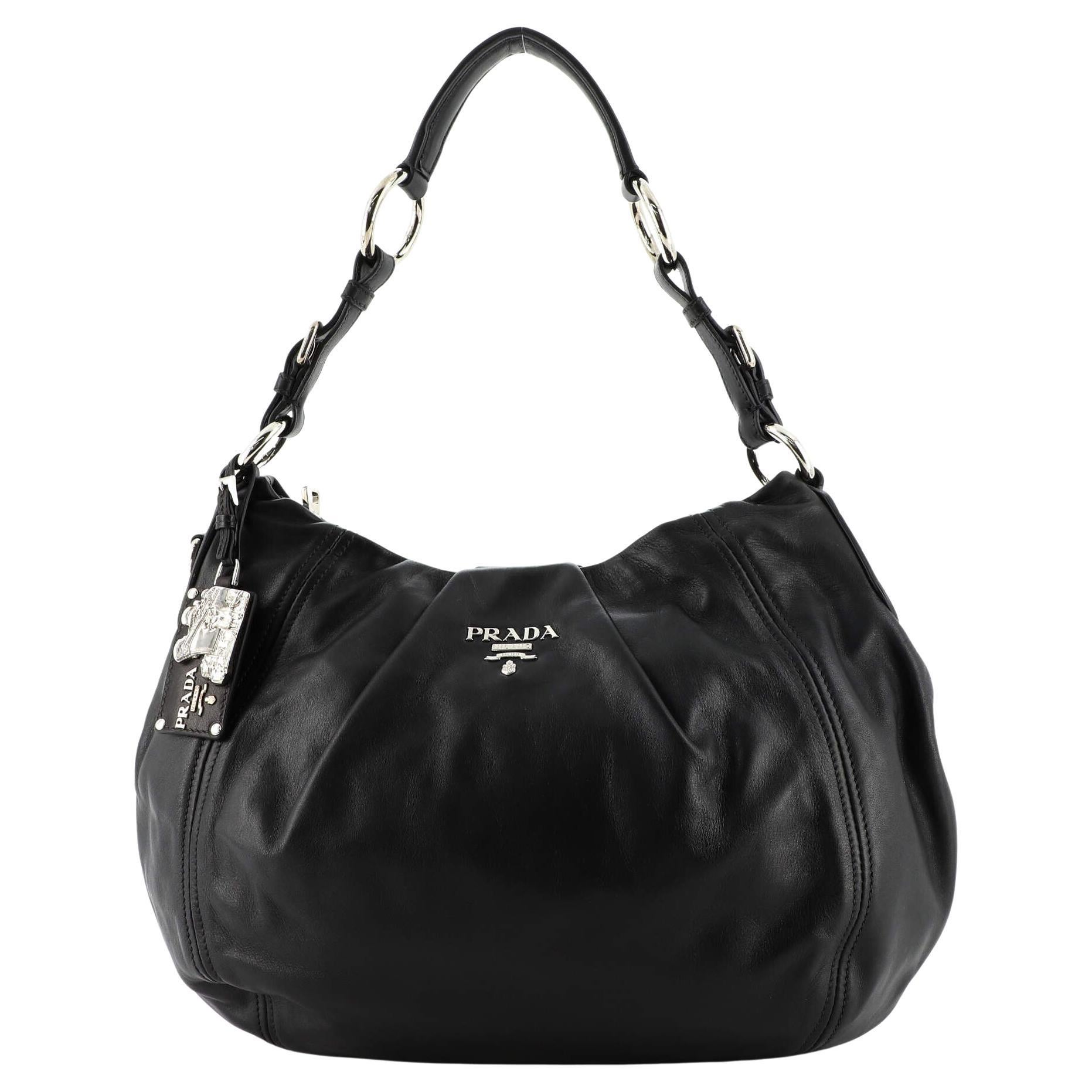 Prada Pleated Hobo Soft Calf Medium