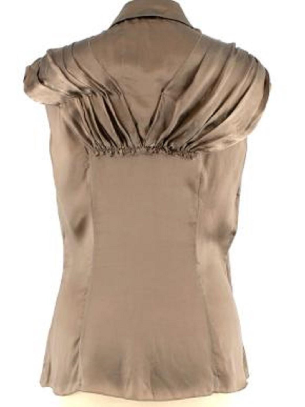 Prada Pleated Silk Sleeveless Top In Good Condition For Sale In London, GB