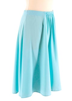 Prada Pleated Turquoise Silk Skirt - Size US 2