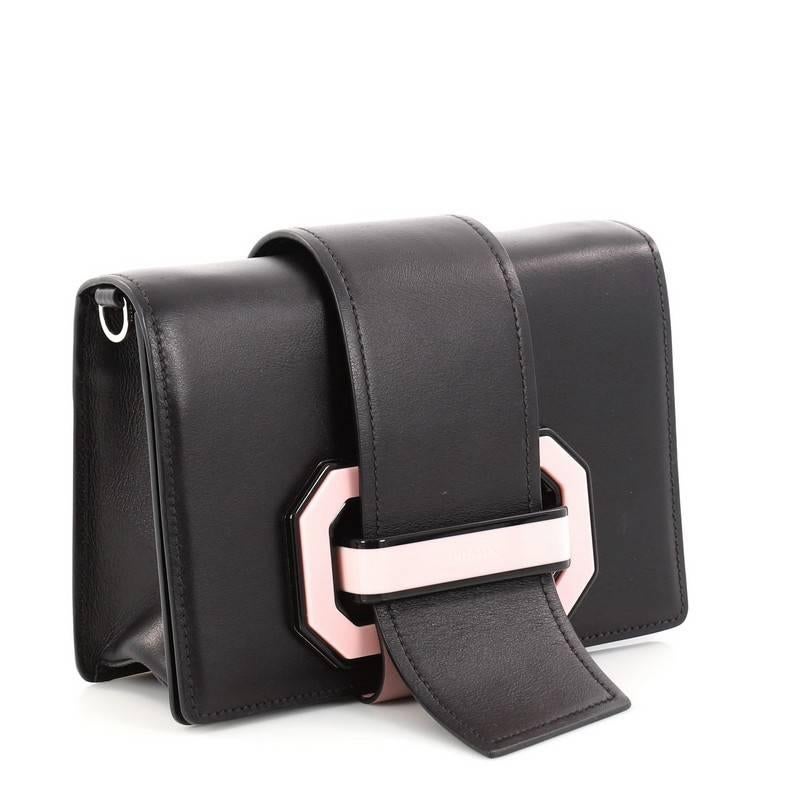 Black Prada Plex Ribbon City Calfskin Small Shoulder Bag 