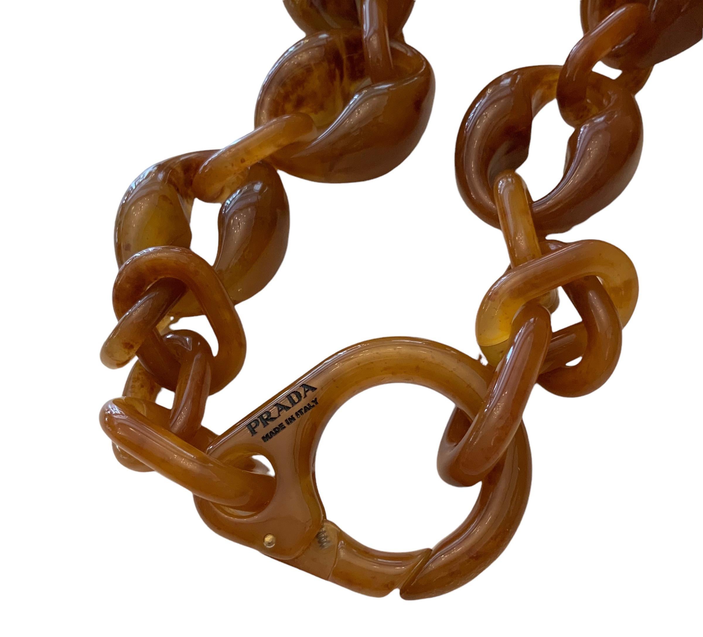 Women's or Men's Prada Plexiglass Chain Necklace and Earrings